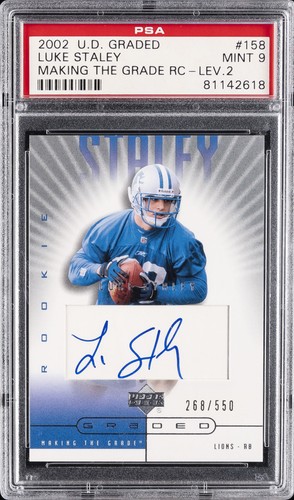 2002 UD GRADED MAKING THE GRADE RC-LEV.2 #158 LUKE STALEY PSA 9
