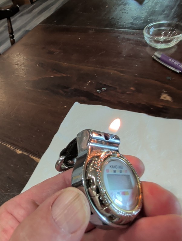 Vintage Novelty Butane Lighter Stop Watch Kang Wei Lighter Works -Watch Broken!