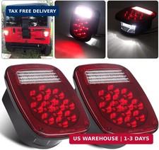 Square Rear Combination Tail Lights Assembly Trucks RV Lamps 39LED 2Pcs Red  fo