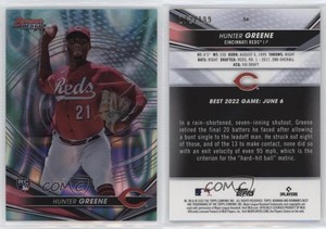 2022 Bowman's Best Aqua Lava Refractor /199 Hunter Greene #54 Rookie RC