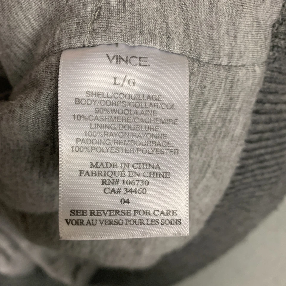 Vince Sweater Vest Wool Cashmere Men's Large L Gray Heather Full Zip Mock Neck - Image 3 of 4