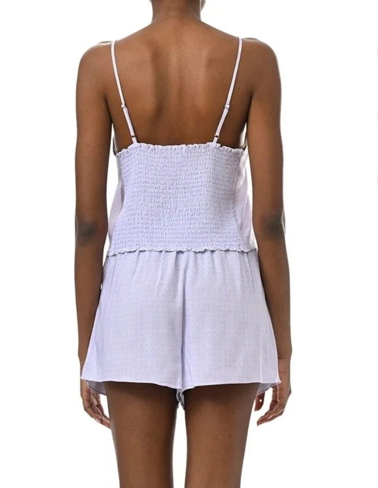 Espléndido para mujer 3 piezas Conjunto de bata, camiseta sin mangas y pantalones cortos para dormir - pétalo y punto Geo M Foto 3 de 4