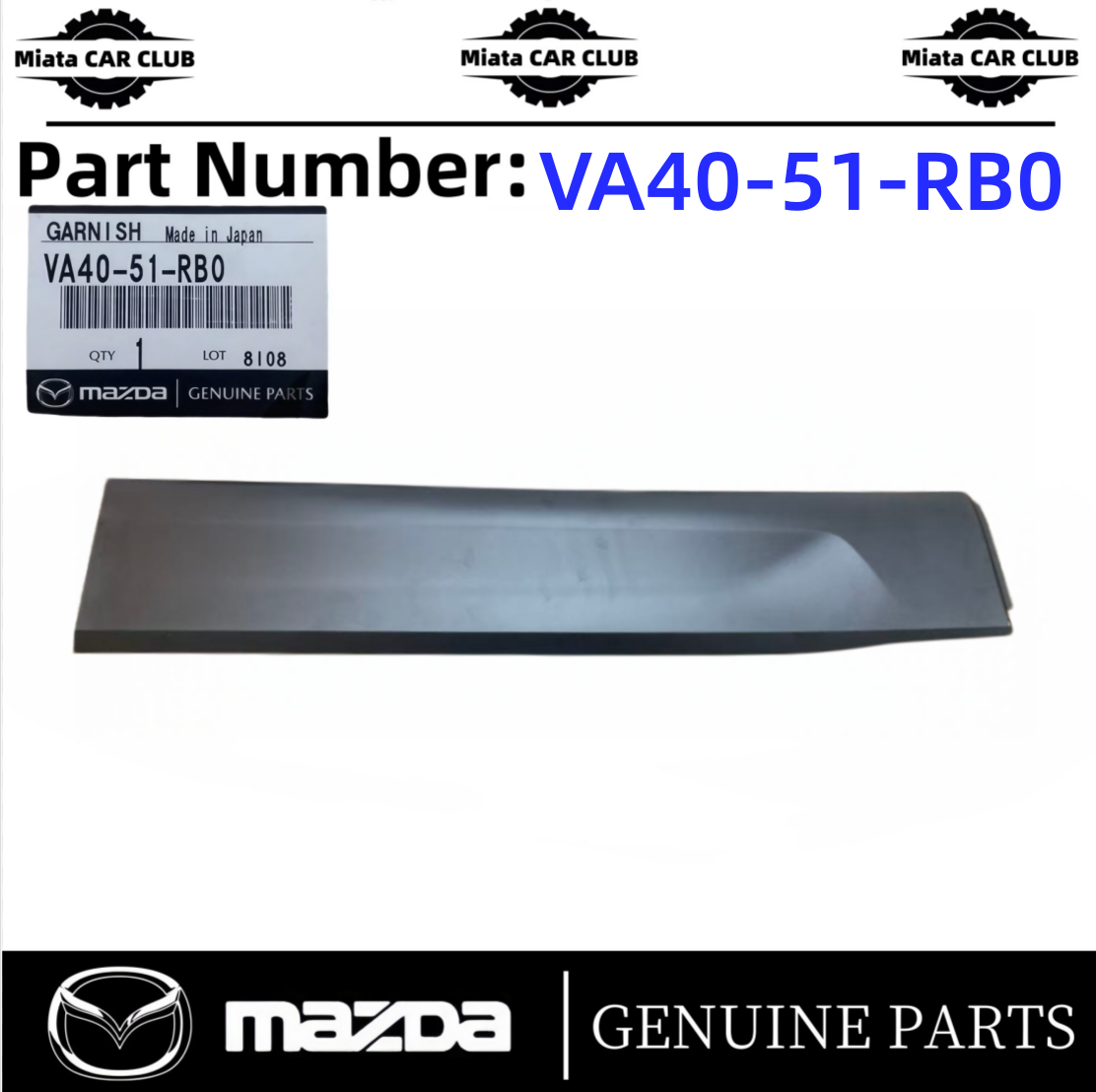 ま5351 BORDER V NECK CS 3 BL Genuine Mazda 2023-2026 CX-50 Front Left Lower Door Molding Trim