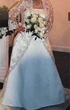 David s Bridal Ivory Color Wedding Gown With lace Pearl Beads Cover. Size 12