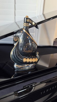 Original Larsen Cognac Invincible Collectable Bottle - 24K Gold Viking Ship Blue