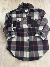 GAP Kids Plaid Flannel Jacket Shirt Size S 6 7 Black Gray Red