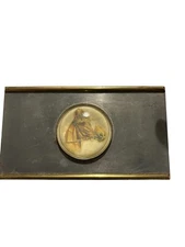 VTG Park Sherman Metal Cigarette Box Horse Head Medallion 3-Compartment 1940s-50