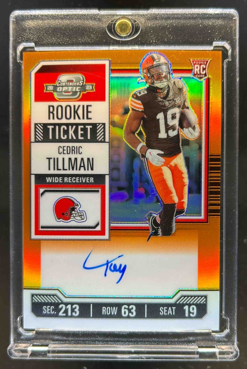 2023 Contenders Optic Cedric Tillman RC Orange Rookie Ticket RPS Auto #12/50