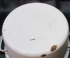 Primitive Old 20's 5x10 White w Red Trim Antique Enamelware Stock Pot Kettle Pan — photo 4