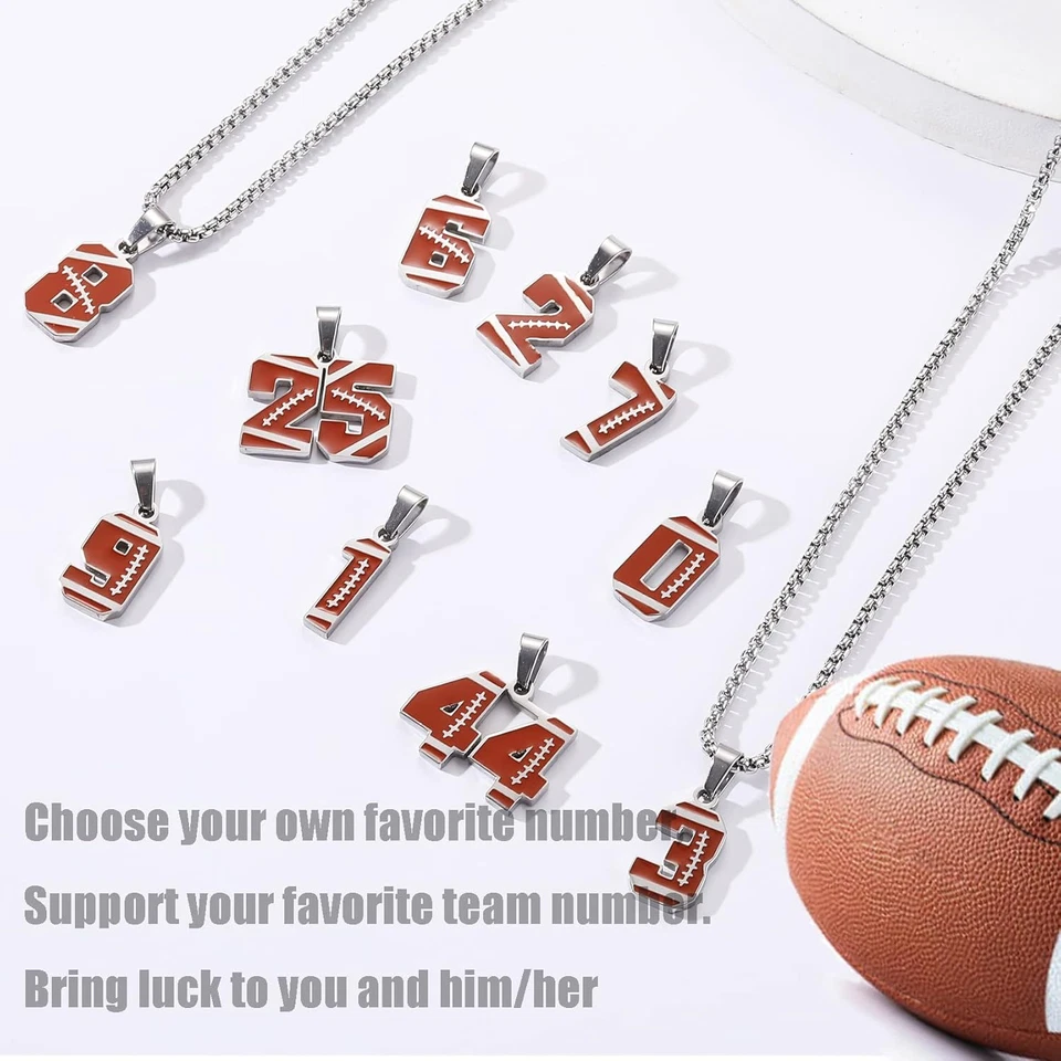 Ожерелье с номером футболки из нержавеющей стали для мальчиков спортсменов номер футболки  - Изображение 2 из 4
