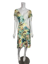 Vtg Roberto Cavalli Floral Print Nylon Dress S