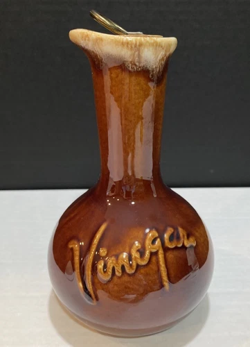 Vintage HULL Pottery Brown Drip Vinegar Pitcher Cruet USA Pottery Glaze 7 inch
