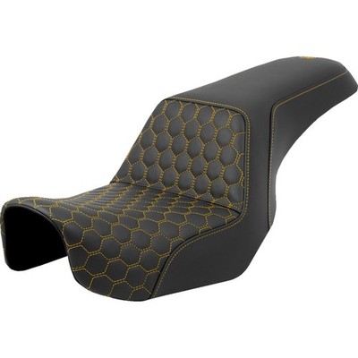 Step-Up Seat - Honeycomb - Gold Stitching - Dyna '06-'17 A806-04-177GOL