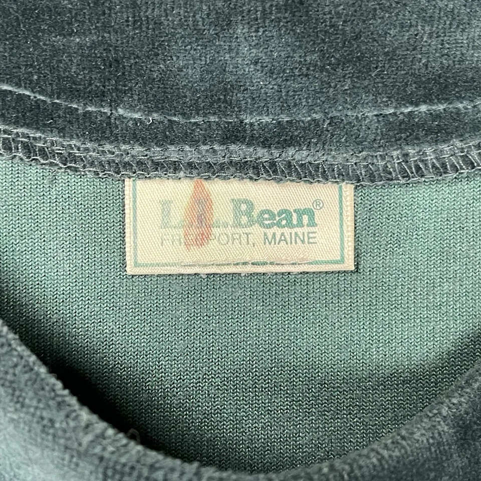 L.L. Vestido midi de terciopelo verde manga larga Bean para mujer talla mediana vintage retro Foto 2 de 4