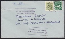 NIGERIA 1962 cover Enugu to New Zealand INSUFFICIENTLY PRE PAID FOR AIR....D7162