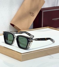 Jacques Marie Mage Borodino Black Silver Thick Square Sunglasses Dark Lens