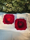 Set Of 2 Vintage Ruby Red Depression Glass Dessert Plates Scalloped Edges