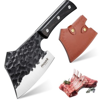 Huusk Meat Cleaver Knife Heavy Duty Bone Chopper, Hand Forged Kitchen Axe wit...