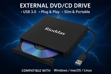 Rioddas USB3.0 Pop-Up Mobile External DVD/CD Drive Model BT638