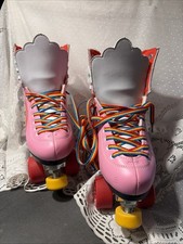 Moxi Rainbow Rider Pink Roller Rink Skates Size 7 Excellent Pre Owned