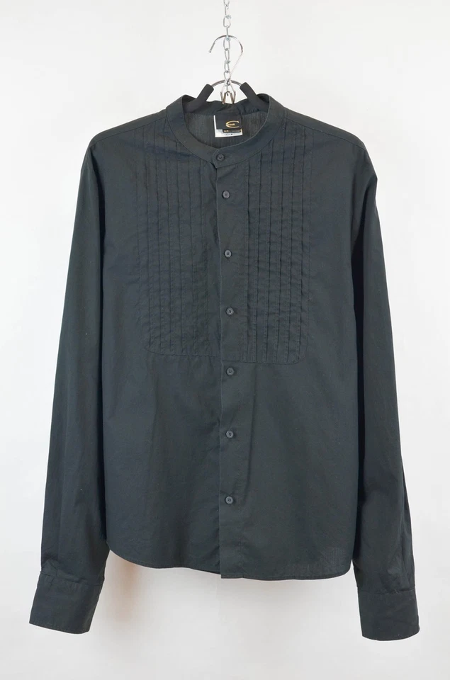 Just Cavalli Black Grandad Collar Pintuck Shirt Snake Floral Back - IT 52 (L) - Image 2 of 4