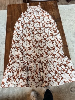 Universal Thread Size S Linen Dress Flare Bottom adjustable straps has pockets 