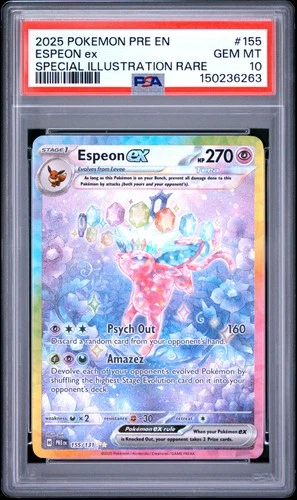 2025 POKEMON PRE EN-PRISMATIC EVOLUTIONS #155 ESPEON EX PSA 10