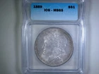 1889 Morgan Silver Dollar graded MS-65 by ICG