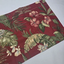 Balloon Valance Red Palms & Hibiscus Floral  Beach House Decor 68-70" x 15"