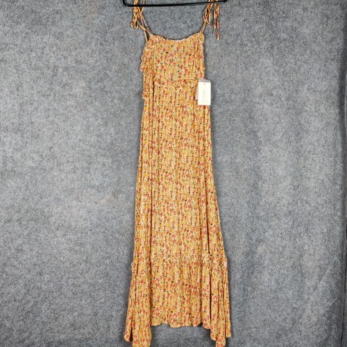 Maison Hotel Dress Size Small Yellow Maxi Floral Boho Halterneck Strappy NWT