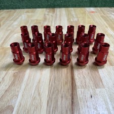 Mizka Red 19 Pcs M12x1.5 Lug Nuts Short 50mm Tuner Open End Aluminum M12x1.5