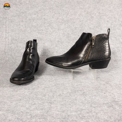 Euro Soft Adona Ankle Boots Black Leather Side Zip Casual Moto Women's Size 8.5M
