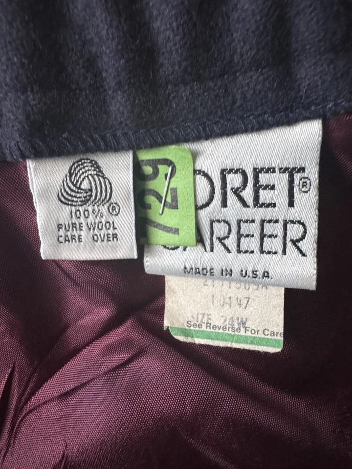 Винтажный 80-х Koret карьера женщин Sz24W 100% шерсти ILGWUnion сделано в США плиссированные запасы - Изображение 2 из 4