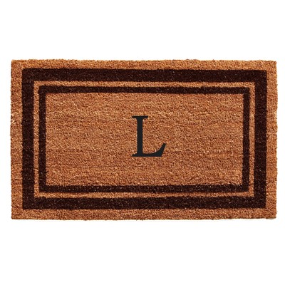 152982436L Brown Border 24'' x 36'' Monogram Doormat (Letter L)