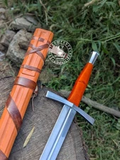Handmade Medieval Replica Decorative Long Display Piece with Leather Scabbard