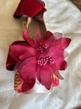 Decorative Pointe Shoe w/ Red Flower, Velvet Bow, Leaves Hanger REDUCED PRICE