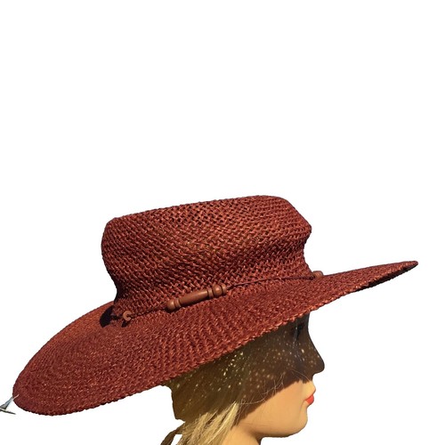 BRIXTON | NWT Joanna Straw Hat M Medium Honey Aloha Red UPF  display picture 3
