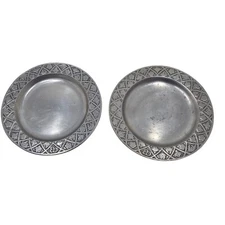 Vintage Pewter Saucer Plates Craft American Inc Bon Chef 7 1/2" 