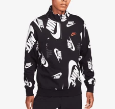 NWT Nike Half-Zip Club Swoosh Top Logo Pullover Fleece Sweatshirt Mens