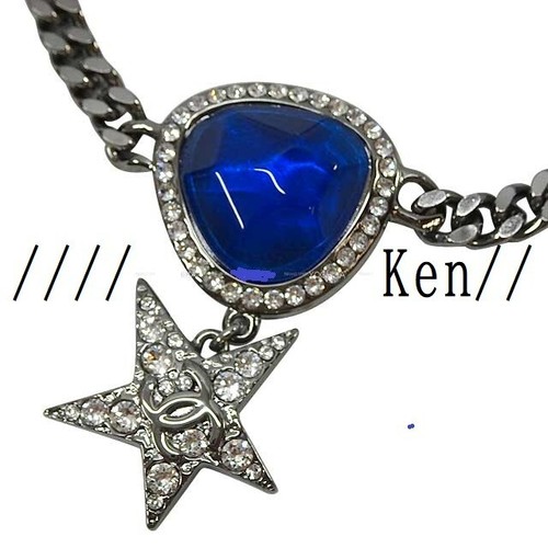 CHANEL Necklace AUTH Coco chain CC Rare Star Blue Choker Pendant 30-37cm F/S - Picture 3 of 12