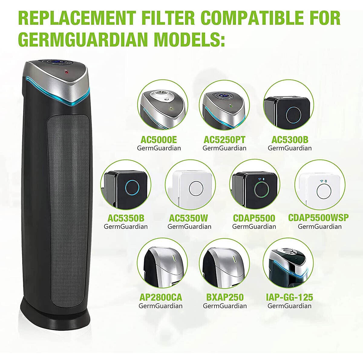 FLT5000 Filter C HEPA Replacement Filter For GermGuardian Air Purifiers AC5350B