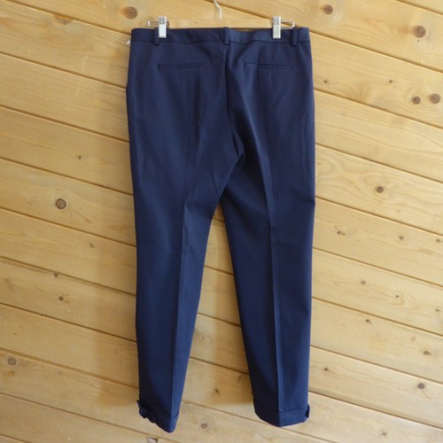 Tory Burch Anais Bow Faille Crop Cuffed Pants Slacks Dress Pants 10 Navy Blue - Picture 6 of 9