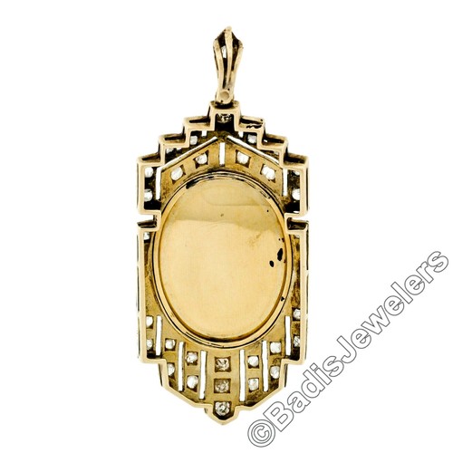 Antique Fancy Gold Platinum Rose Cut Diamond Picture Portrait Frame Pendant - 第 5/5 張圖片