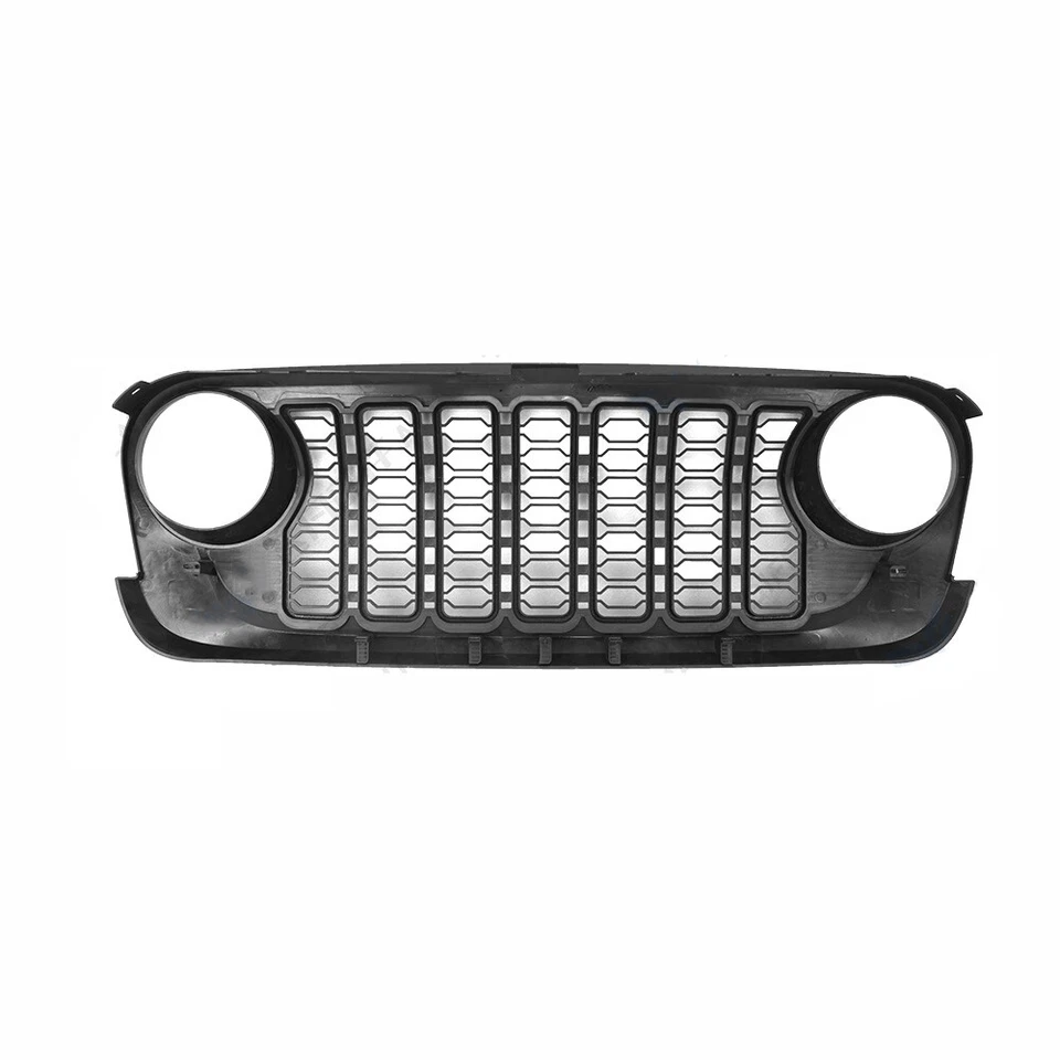 ABS Black Front Bumper Center Grille B Style For 2007-2017 Jeep Wrangler JK SUV  - Image 3 of 4