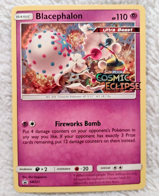 Pokemon Blacephalon Prerelease SM221 Black Star Promo Holo NM Cosmic Eclipse
