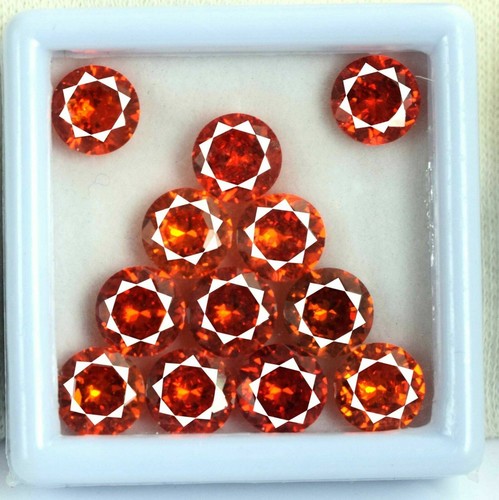 EGL Certified Shiny Round Cut 12 Pcs Orange Sapphire Natural Gemstone Lot