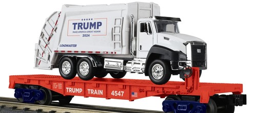 MTH RailKing 30-76928 Donald J Trump Flat Car with Garbage Truck MIB/New