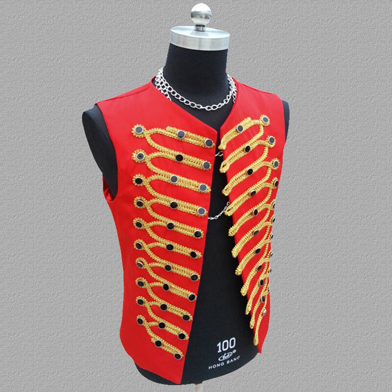 Mens British Hussar Sleeveless Jacket Rock Band Vest Waistcoat Top Drummer eBay