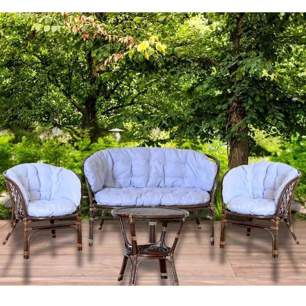 Salotto da giardino bahama marrone in bambu con cuscini in omaggio