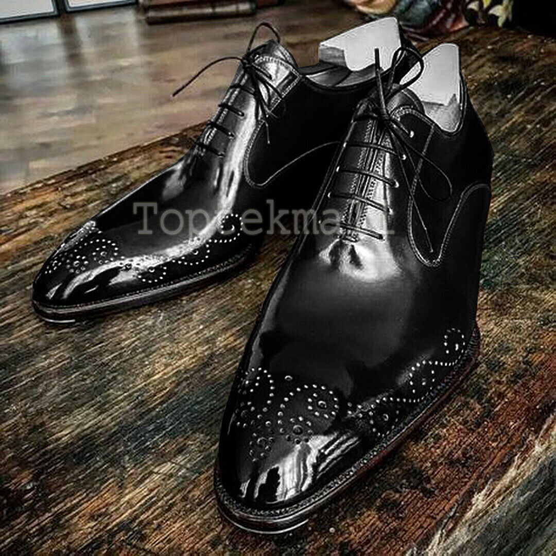 Handmade Men's Leather American Luxury Brogues Dress Black Oxfords